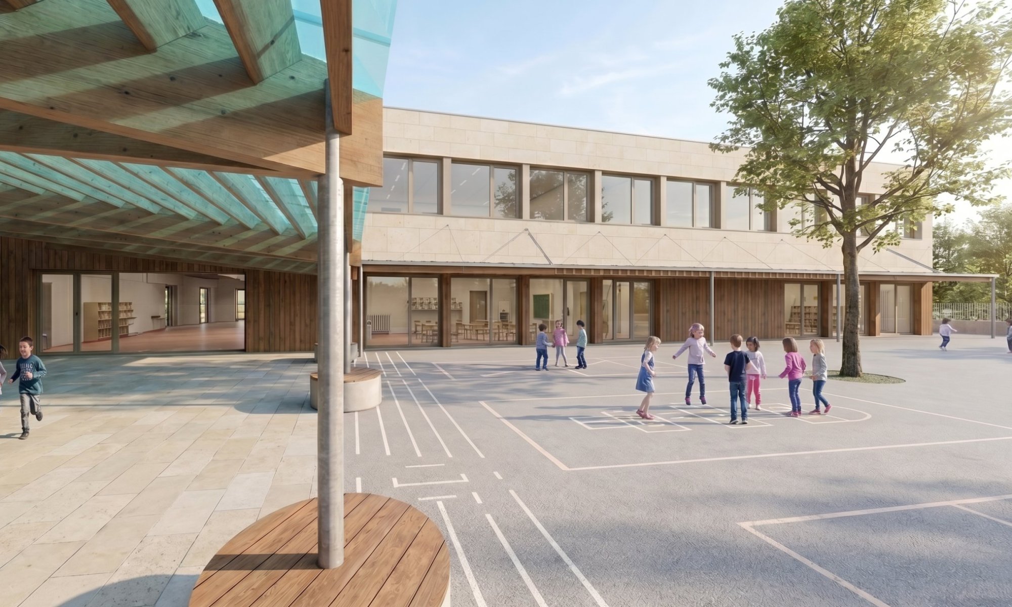 R&eacute;habilitation &eacute;nerg&eacute;tique, extension pour motricit&eacute; et pr&eacute;au  du groupe scolaire - photo 0